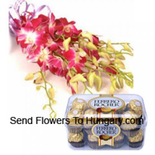 Charming Pink Orchids with 16 Pcs Ferrero Rochers