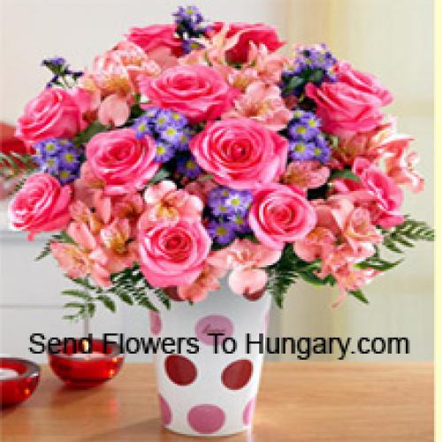 Roses, Orchids and Assorted Flowers in Vase