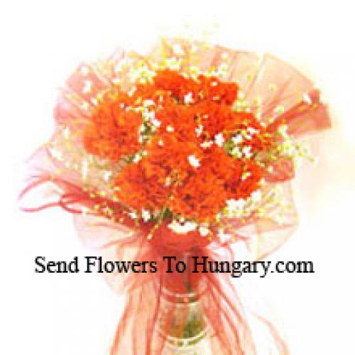 11 Orange Carnations in Vase