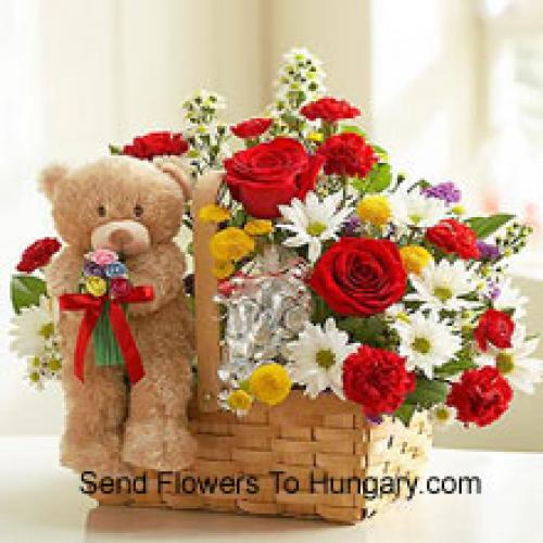 Adorable Assorted Flowers with Cute Teddy