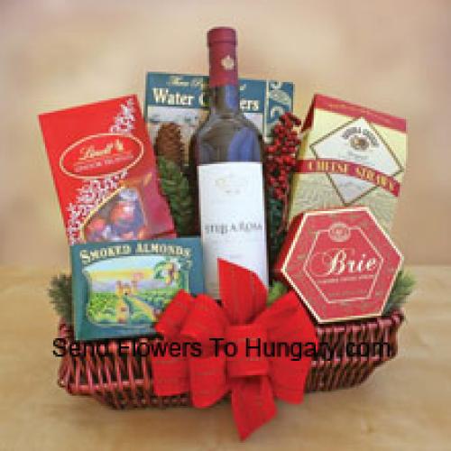 Lovely Gourmet Basket Containing Wine